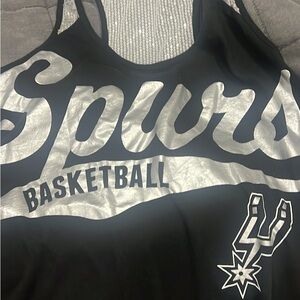 San Antonio Spurs Metallic Logo Tank Top - Black & Silver